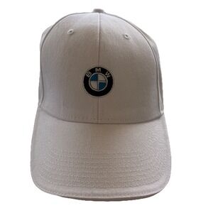 BMW White Hat with Embroidered Logo Unisex Adjustable Cap